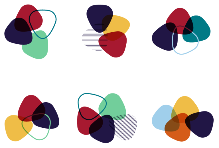 Graphic device in different colour combinations