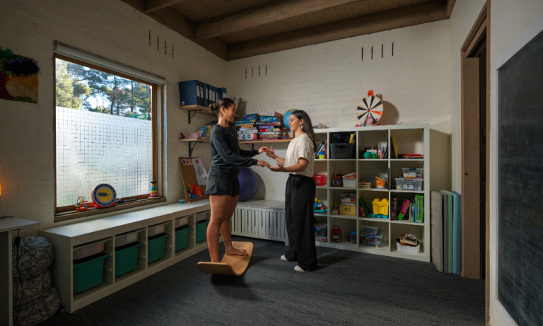 Occupational therapy student Dom at work