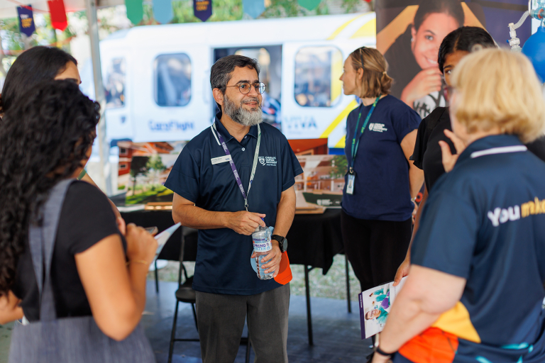 Students getting advice from expert staff at Open Day