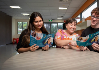 students and professor at the CDU Health Hub during psychology clinic