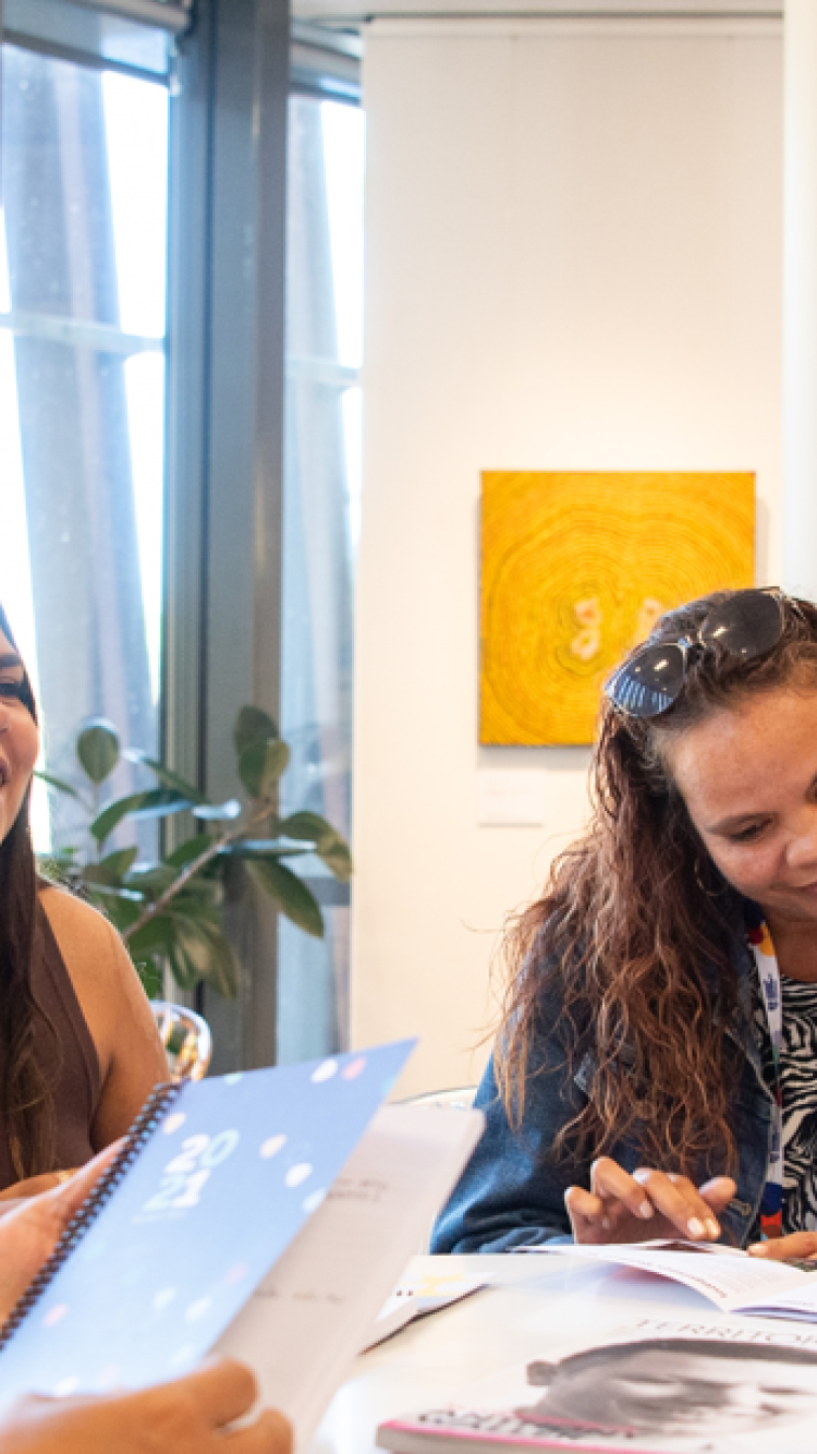 A group of First Nations students studying together
