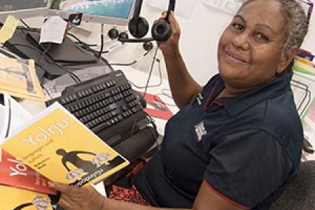 Yolngu language unit co-presenters Brenda Muthamuluwuy and Yasunori Hayashi.