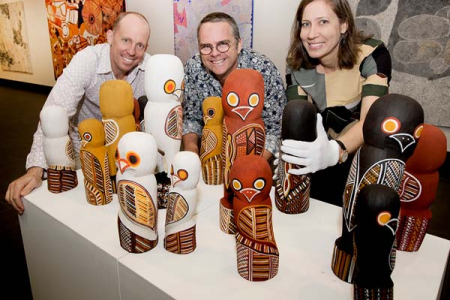 Matt Ward and Paul Johnstone from SALON Art Projects with CDU Art Gallery Curator Kellie Joswig