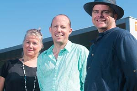 CDU Art Gallery Curator Joanna Barrkman, Matt Ward and Paul Johnstone