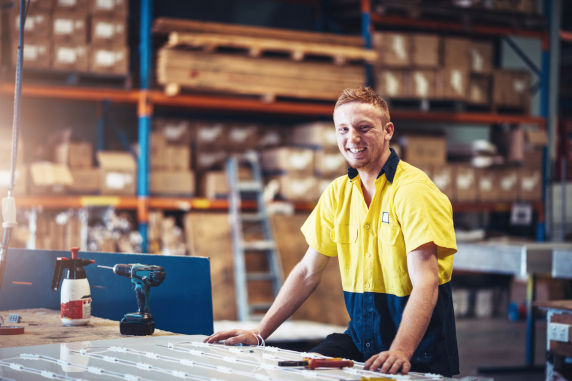 Trade worker smiling