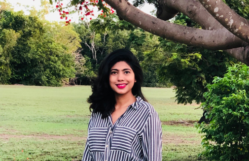 CDU student Sharina Muneeb in a garden