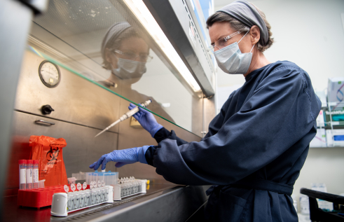 Charles Darwin University (CDU) Microbiologist Dr Susan Pizzutto testing wastewater for traces of COVID-19 for the NT Department of Health.