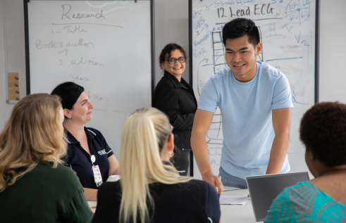 students on sydney campus in groupwork