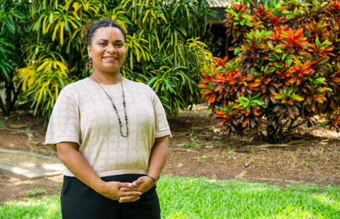 Social work graduate Priscilla on Casuarina campus