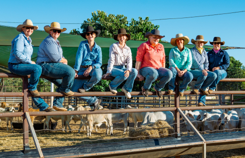 Team photo on cattle fence