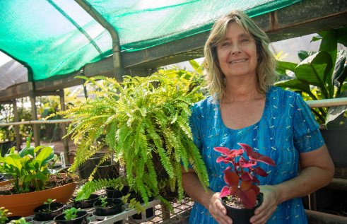 Women in greenhouse