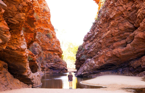 Student at Simpsons Gap, Alice Springs - Photo supplied by Tourism NT/Sean Scott